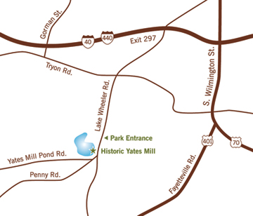 map at Yates Mill County Park